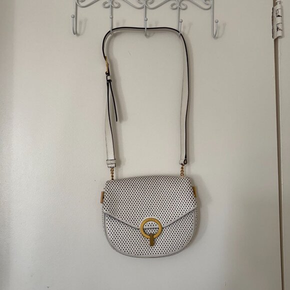 Sandro Pepita White Leather Perforated Shoulder Bag - Picture 2 of 13